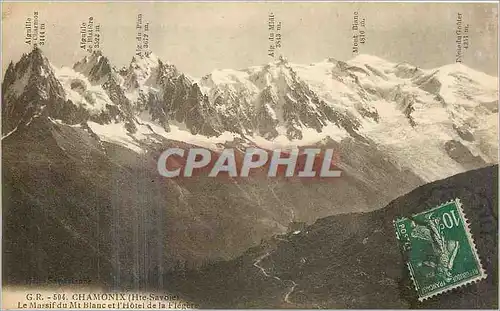 Cartes postales Chamonix Hte Savoie Le Massif du Mt Blanc et l'Hotel de la Flegre