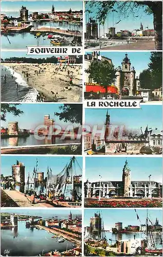 Moderne Karte La Rochelle de G a D Le Port et les Tours Perspective vers les trois Tours La Plage du Mail La g