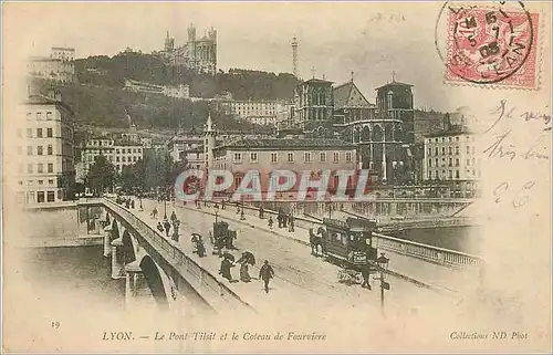 Ansichtskarte AK Lyon Le Pont Tilsit et le Coteau de Fourviere Tramway