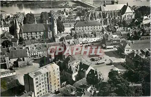 Moderne Karte Nevers Nievre Vue aerienne Le Palais ducal la place Carnot et la Cathedrale