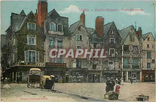 Cartes postales Tours Vieilles Maisons Place Pumeran Boucherie