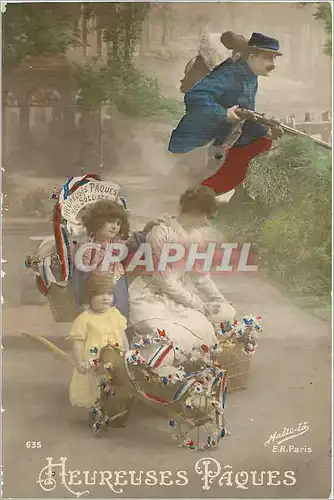 Cartes postales Heureuses Paques Militaria