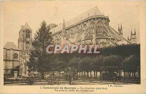 Cartes postales Cathedrale de Bourges Vue generale cote sud Vue prise du jardin de l'Archeveche