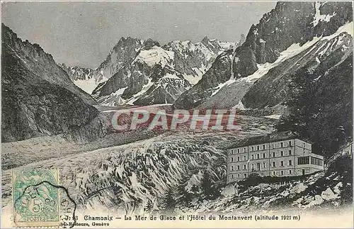 Cartes postales Chamonix La Mer de Glace et l'Hotel du Montanvert