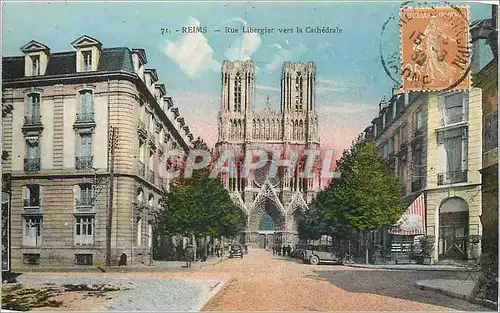 Cartes postales Reims Rue Libergier vers la Cathedrale