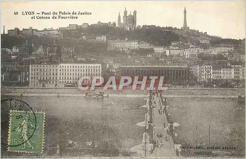 Cartes postales Lyon Pont du Palais de Justice et coteau de Fourviere