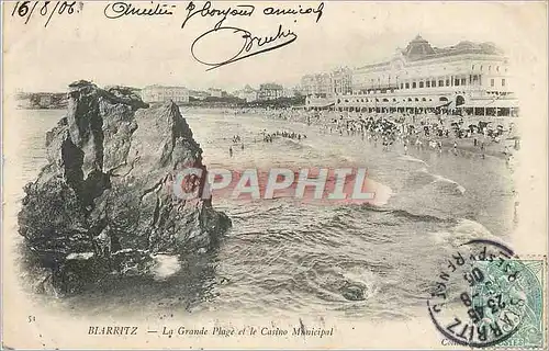 Cartes postales Biarritz La Grande Plage et le Casino Municipal