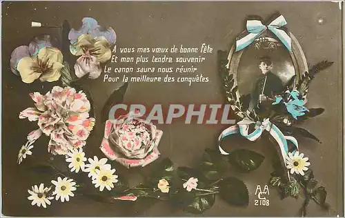 Cartes postales A vous mes voeux de bonne fete Soldat Militaria