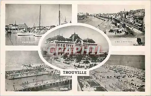 Cartes postales moderne Trouville Le port et le casino La piscine Le quai Bateau