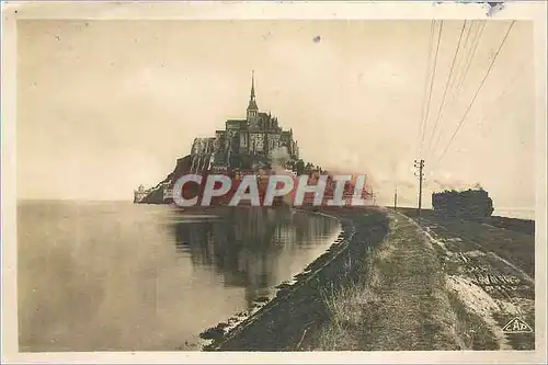 Cartes postales Mont St Michel Vue prise de la Digue par grande maree Train