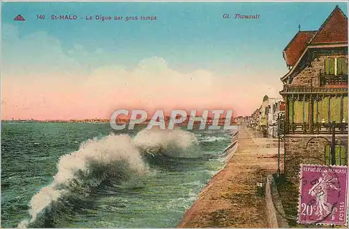 Cartes postales St Malo La Digue par gros temps