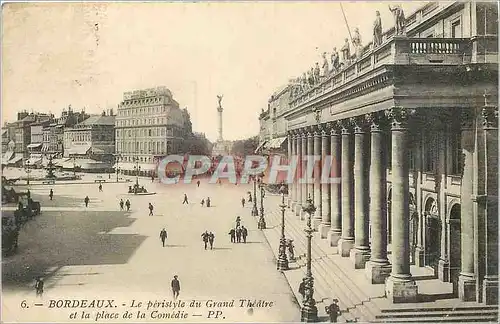 Cartes postales Bordeaux La peristyle du Grand Theatre et la place de la Comedie