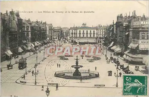 Cartes postales Bordeaux Les Allees de Tourny et la Statue de Gambetta