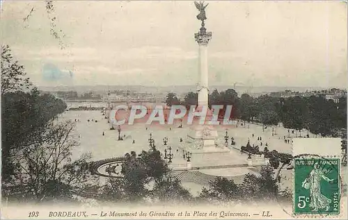 Ansichtskarte AK Bordeaux Le Monument des Girondins et la Place des Quinconces