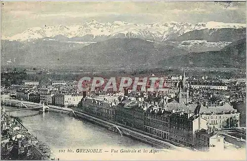 Ansichtskarte AK Grenoble Vue Generale et les Alpes