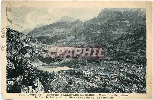 Cartes postales Dauphine Environs d'Allevard les Bains Massif dees Sept Laus Le Lac Jeplan et le Lac de Cos vus
