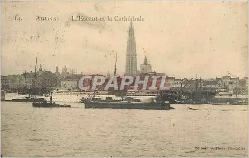 Cartes postales Anvers L'Escaut et la Cathedrale Bateaux