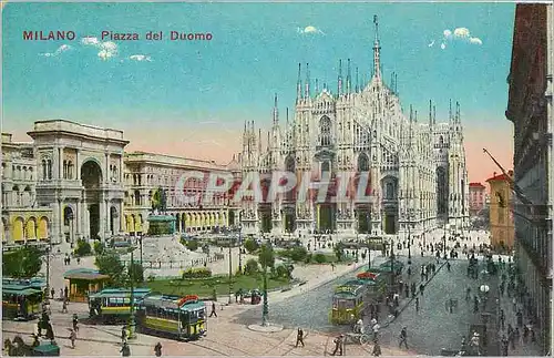 Ansichtskarte AK MILANO Plazza del duomo Tramway