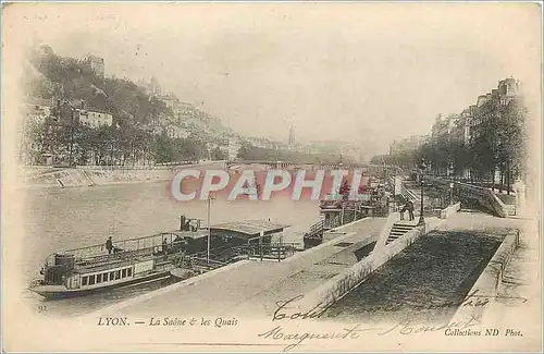 Ansichtskarte AK Lyon - La Saone et les Quais Bateau