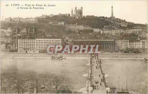 Cartes postales Lyon - Pont du Palais de Justice et Coteau de Fourviere