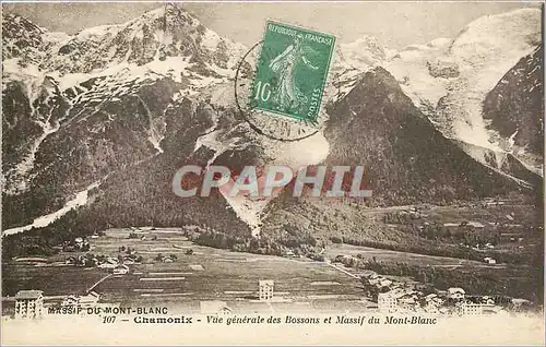 Cartes postales Chamonix -Vue generale des Bossons et Massif du Mont-Blanc