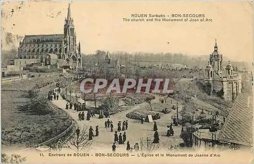 Cartes postales Rouen - Bon-Secours - L'Eglise et le monument de Jeanne d'Arc