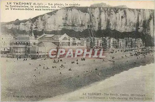 Cartes postales Treport - La place  le Casino  le Funiculaire  le Calvaire  les Falaises et Trianon-hotel aux te