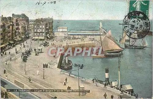 Ansichtskarte AK Treport - Le quai Fran�ois 1er ou de l'Eglise Saint-Jacques Bateaux