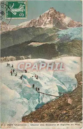 Cartes postales Chamonix - Glacier des Bossons et Aiguille du Midi