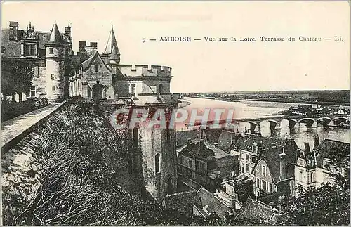 Cartes postales Amboise - Vue sue La Loire. Terrasse du Ch�teau