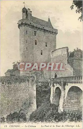 Cartes postales Chinon - le Ch�teau  le Pont et la Tour de l'Horloge