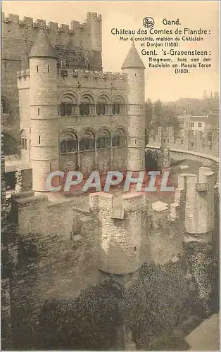 Cartes postales Ch�teau des Comtes de Flandre: Mur d'enceinte  maison du Chatelain et Donjon