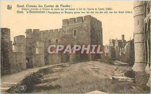 Cartes postales Ch�teau des Comtes de Flandre:  Chatelet d'entree et Chemin de ronde vus par-dessus le toit de l