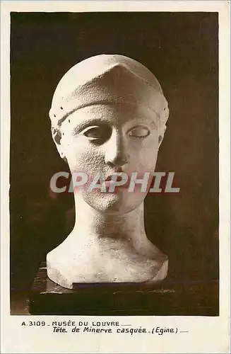 Cartes postales Musee du Louvre - Tete de Minerve Casquee Egine