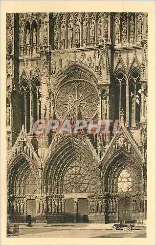 Ansichtskarte AK Reims la cathedrale le grand portail et la rosace