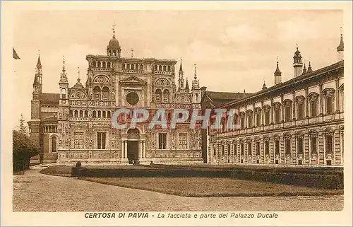 Cartes postales Chartreuse de Pavia fa�ade de l'Eglise et partie du palais Ducal