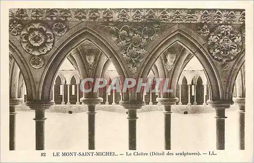 Cartes postales Le Mont-Saint-Michel le cloitre details des sculptures