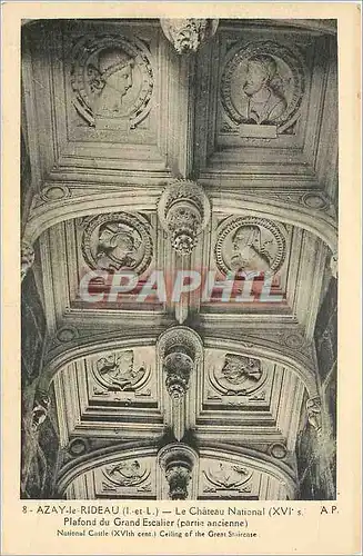 Ansichtskarte AK Azay-le-Rideau le ch�teau national plafond du grand escalier
