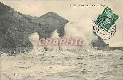 Cartes postales en Normandie etude des vagues