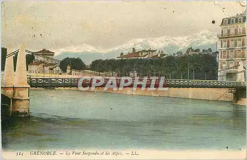 Ansichtskarte AK Grenoble le pont suspendu et les Alpes