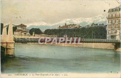 Cartes postales Grenoble le pont suspendu et les Alpes