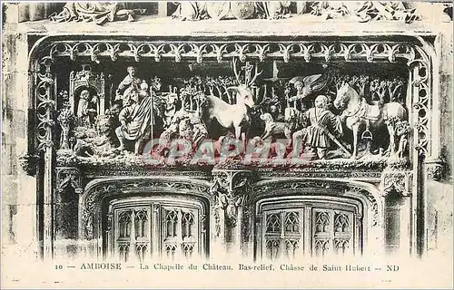 Cartes postales Amboise la chapelle du ch�teau Bas-relief Chasse de Saint-Hubert