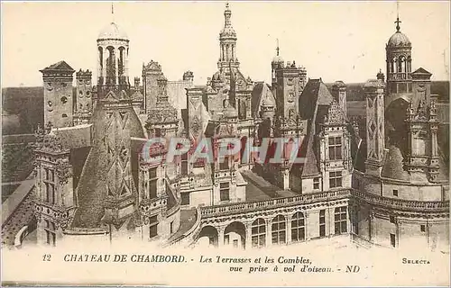 Ansichtskarte AK Ch�teau de Chambord les terrasses et les combles vue prise a vol d'oiseau