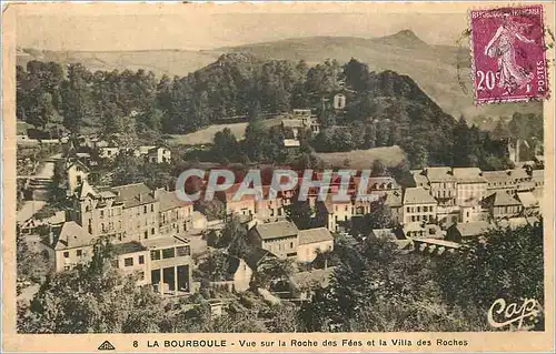 Cartes postales La Bourboule vue sur la Roche des fees et la villa des Roches