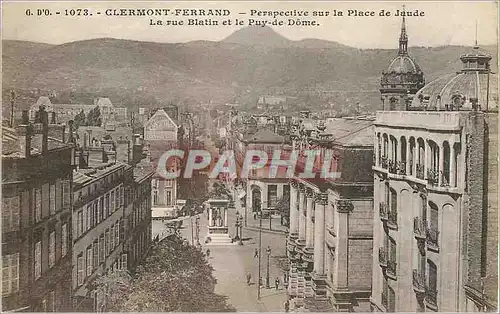 Cartes postales Clermont-Ferrand perspective sur la place de Jaude la rue Blatin et le Puy-de-Dome