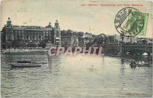 Cartes postales Zurich Quaibrucke und hotel Bellevue