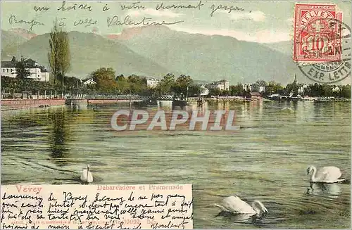 Cartes postales Vevey debarcad�re et promenade