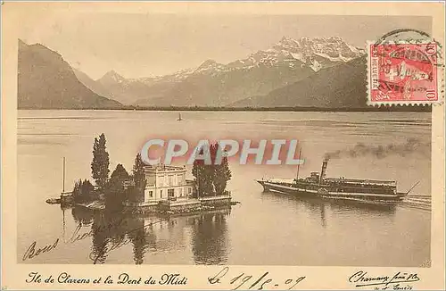 Ansichtskarte AK Ile de Clarens et la Dent du Midi Bateau