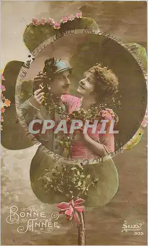 Cartes postales bonne annee Femme Militaria