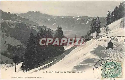 Cartes postales Environs de Montreux en hiver Luge